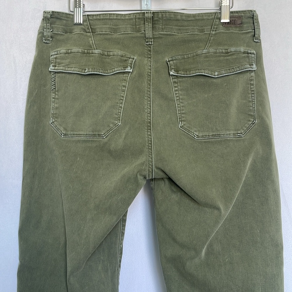 Paige Mayslie Jogger Pants Size 28 Olive Green Cropped Ankle Zip Stretch EUC - Picture 9 of 15